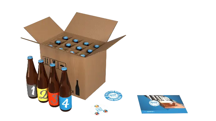 monthly beer box bottles of beer with a magazine on the side