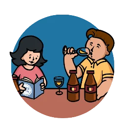 bottles of belgian craft beer enjoyed by man and woman